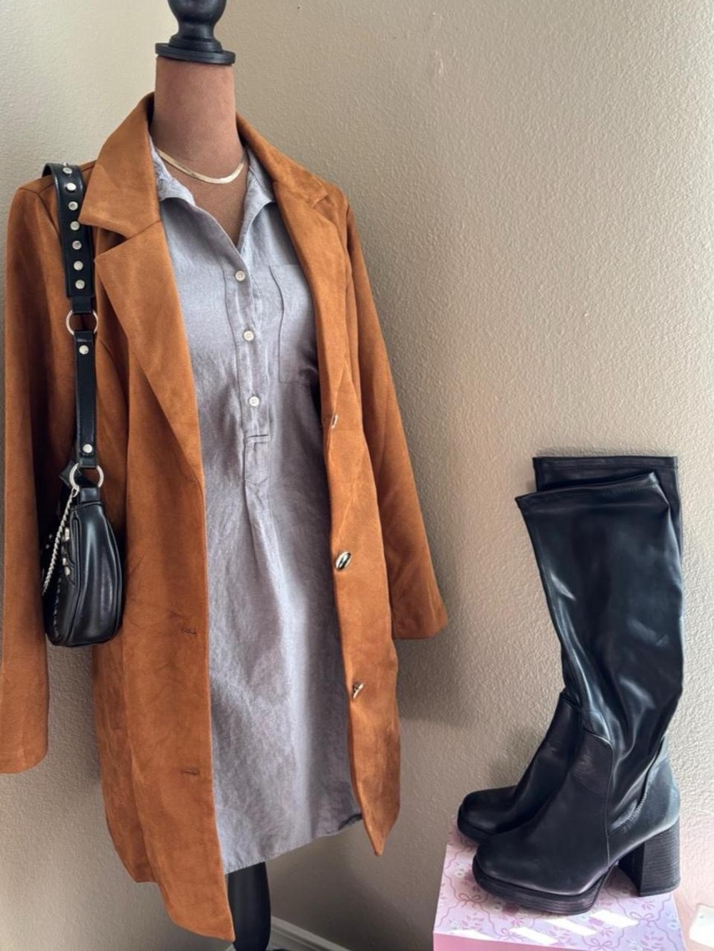 GAP Office Siren Grey Button Down Dress with pockets 100% Cotton size XS (could